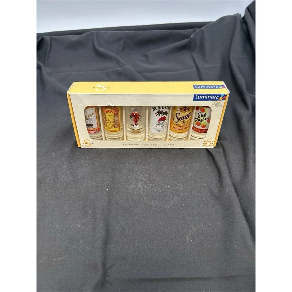 Luminarc 6 types of liquor shot glasses 2oz Shooters - New In Box